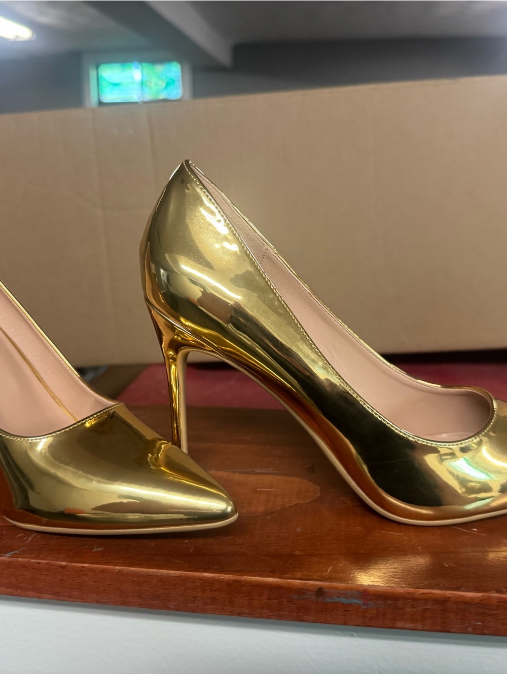 Metallic Gold Pointed-Toe High Heels
